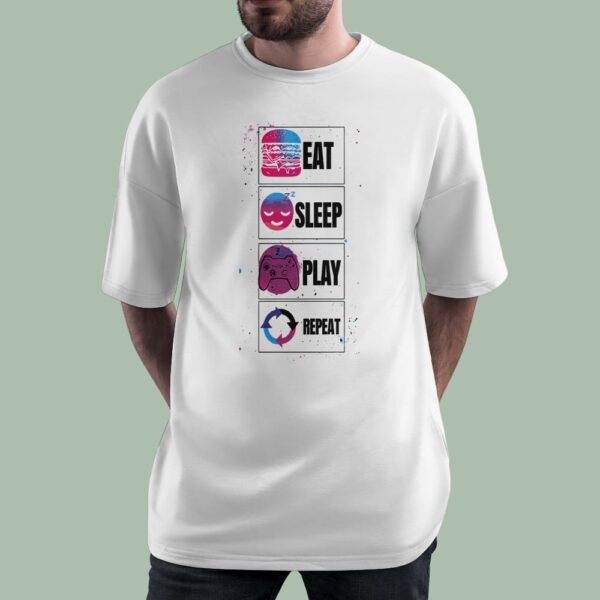 خرید تیشرت گیمینگ طرح Eat Sleep Play Repeat