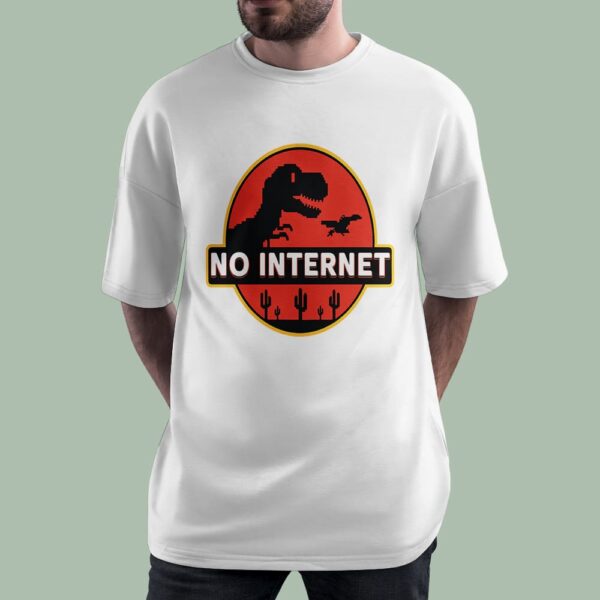 خرید تیشرت گیمینگ طرح No Internet دایناسور- گاماوال
