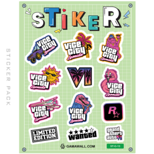 خرید پک استیکر گیمینگ با طرح gta vi کد st-g-13-pack